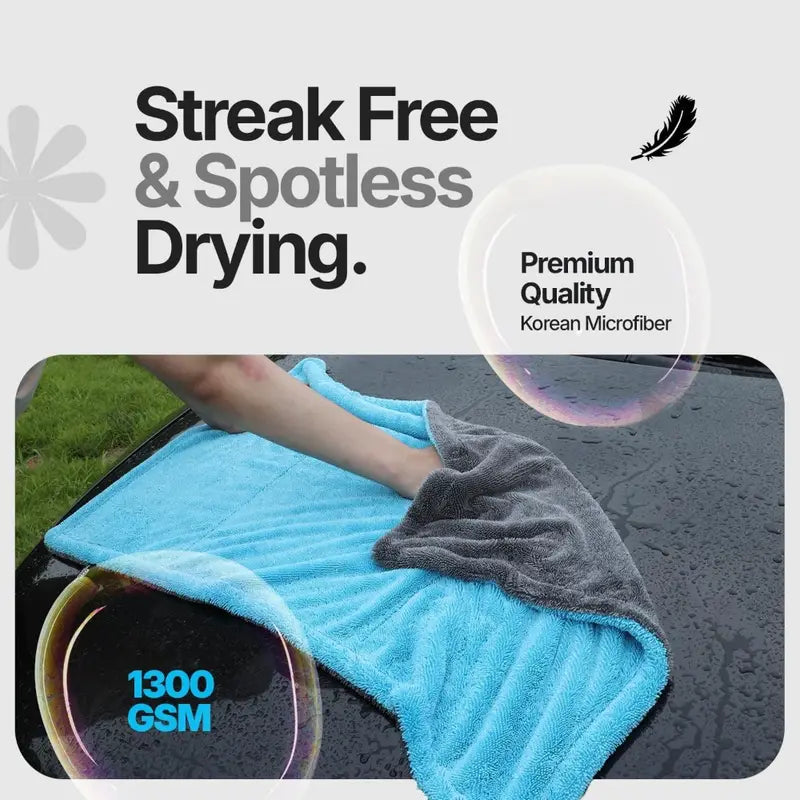 Twisted Bliss; 1300GSM Double Twisted Microfibre Drying Towel Set